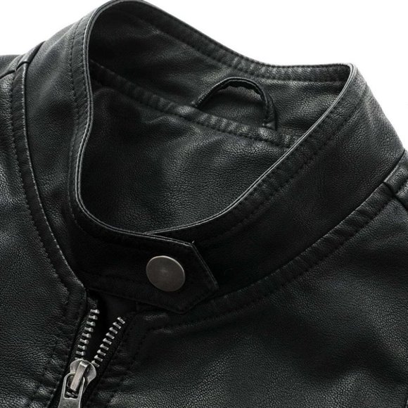 Black Mens PU Leather Jacket - Picture 5 of 7